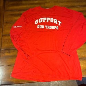 Red Support Our Troops Long Sleeve XL